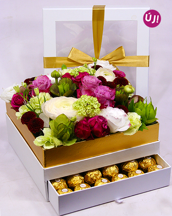 Virágposta - Virágok közt - virágbox titkos fiókkal